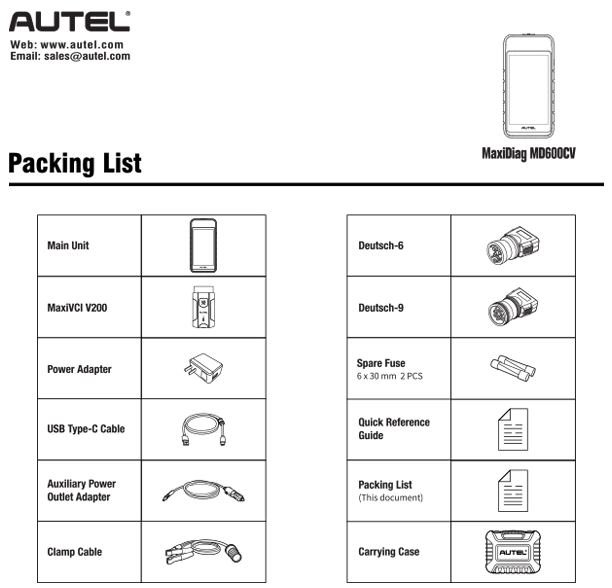 Packing List