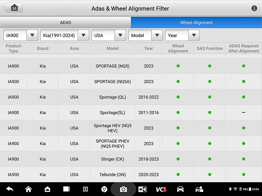 ADAS Filter on Autel Scan Tool
