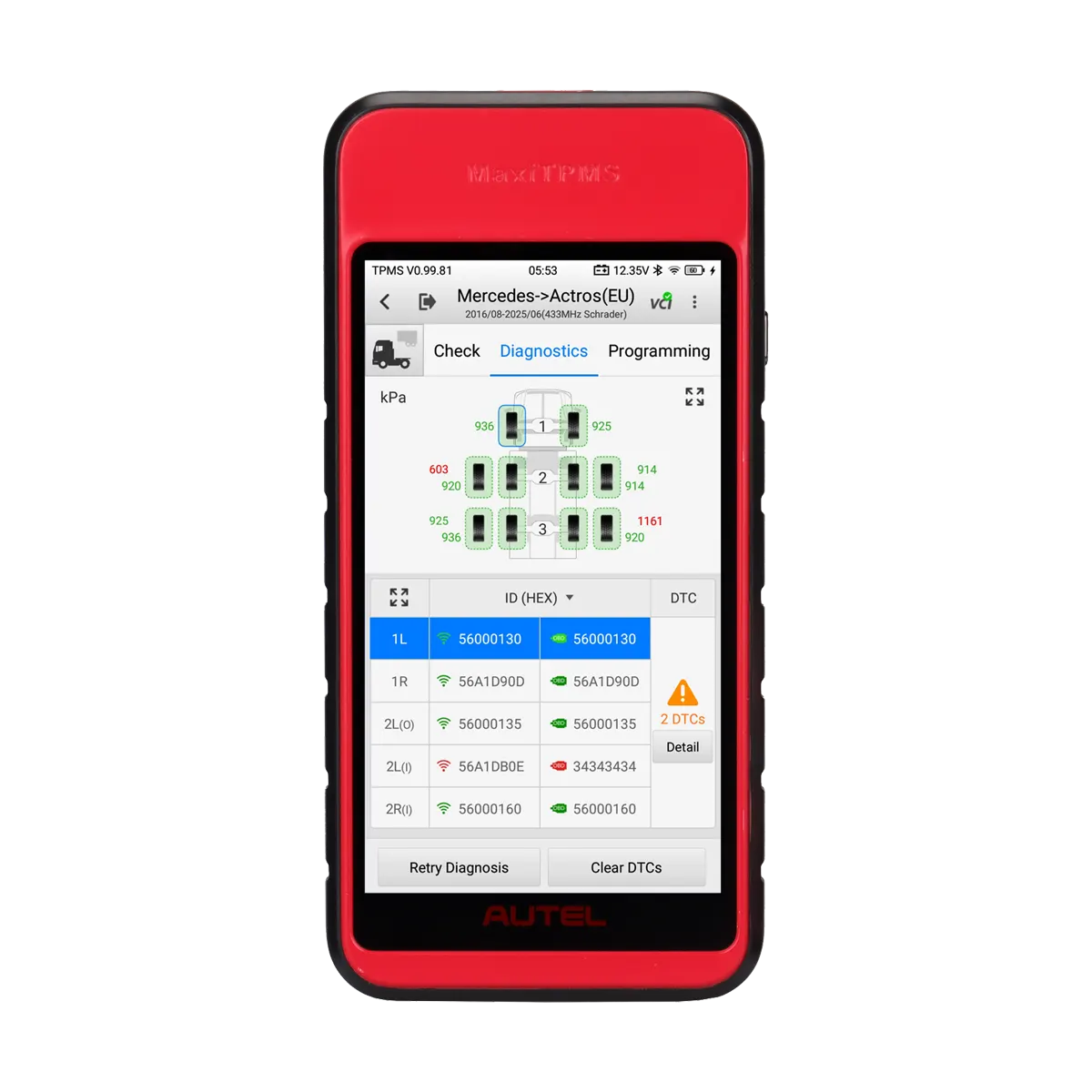 MaxiTPMS ITS600 CV Screen