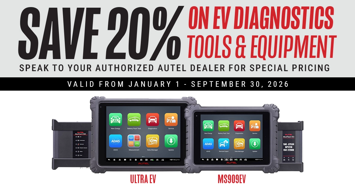 EV DIAG PROMO: SAVE 20% ON EV DIAGNOSTICS TOOLS & EQUIPMENT